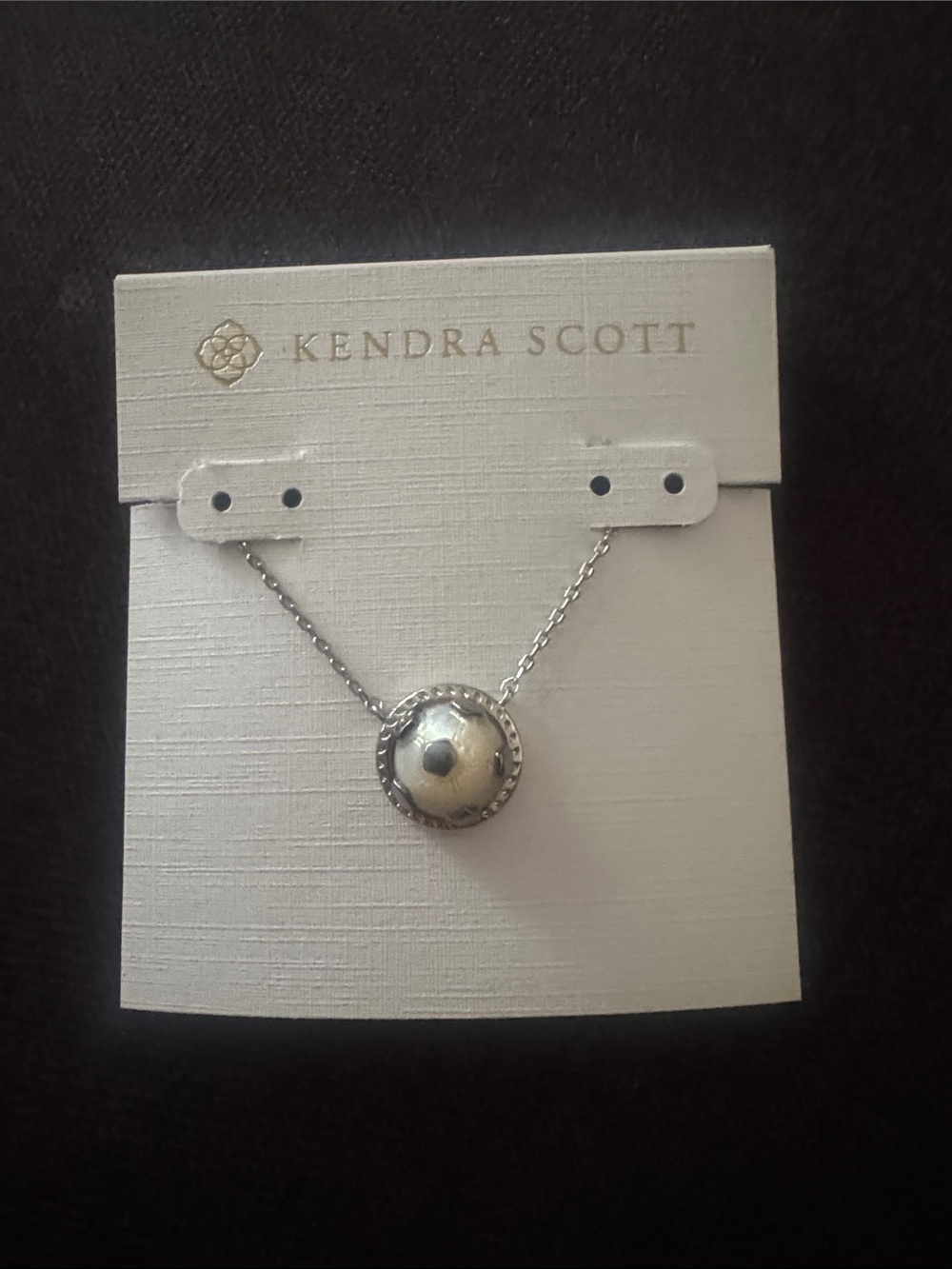 Kendra Scott Silver Domed Soccer Round Pendant Necklace NEW $75